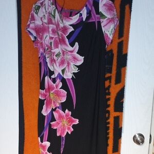 Frank Lyman Design Black Dress with Pink Floral Accents